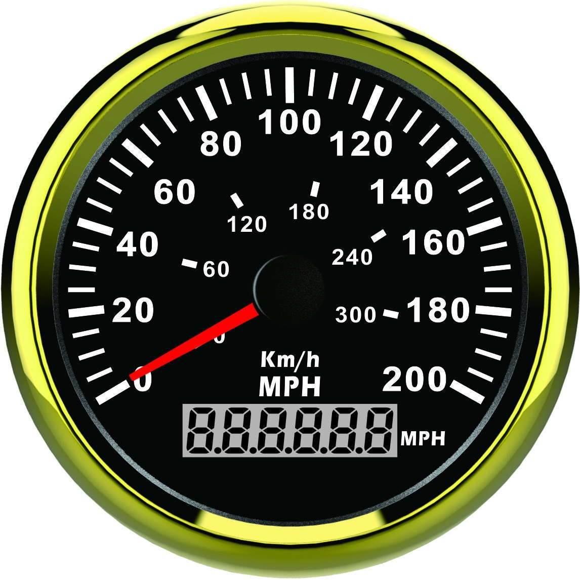 游艇船舶房车汽车改装车指针表GPS速度表 200MPH 85毫米