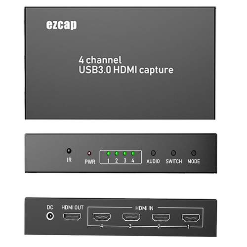 ezcap264四路HDMI高清视频切换采集直播盒USB3.0输出配有遥控器