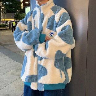 冬季羊羔毛立领外套男宽松棉衣慵懒风韩版学生潮流个性摇粒绒棉袄