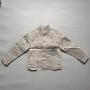 风硬汉灰色 男翻领硬挺灰色外套猎装 美式 复古油腊夹克vintage工装