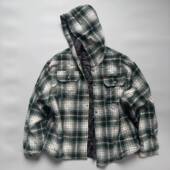 纹连帽棉服衬衫 美式 复古风格 男保暖百搭外套宽松棉衣格子oversize