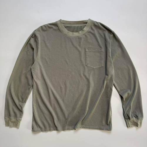 纯棉重磅水洗做旧粗纹理长袖T恤