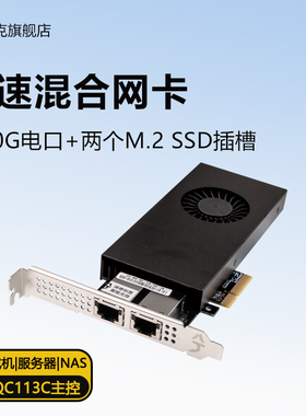 兮克SKN-2BT-M2混合卡双10G万兆电口网卡硬盘扩展双M.2 SSD 2280固态硬盘位免拆分卡双盘位阵列转接板