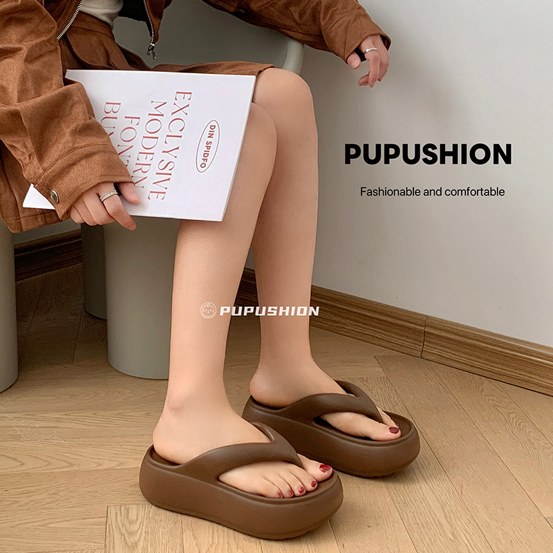 奶咖色超软厚底女夏季外穿人字拖