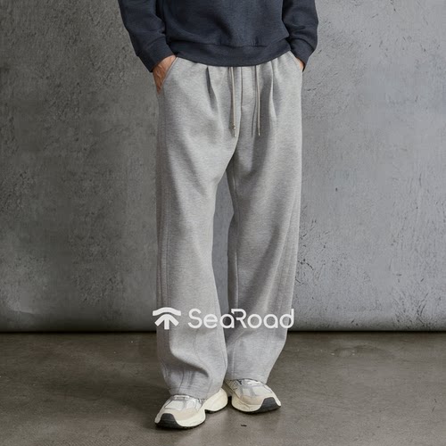 海上公路松弛垂感卫裤男士26年新款莫代尔棉混纺通勤阔腿直筒长裤