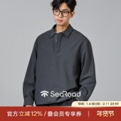 男士 秋季 高智通勤简约落肩松弛感休闲长袖 海上公路套头衬衫 Polo衫