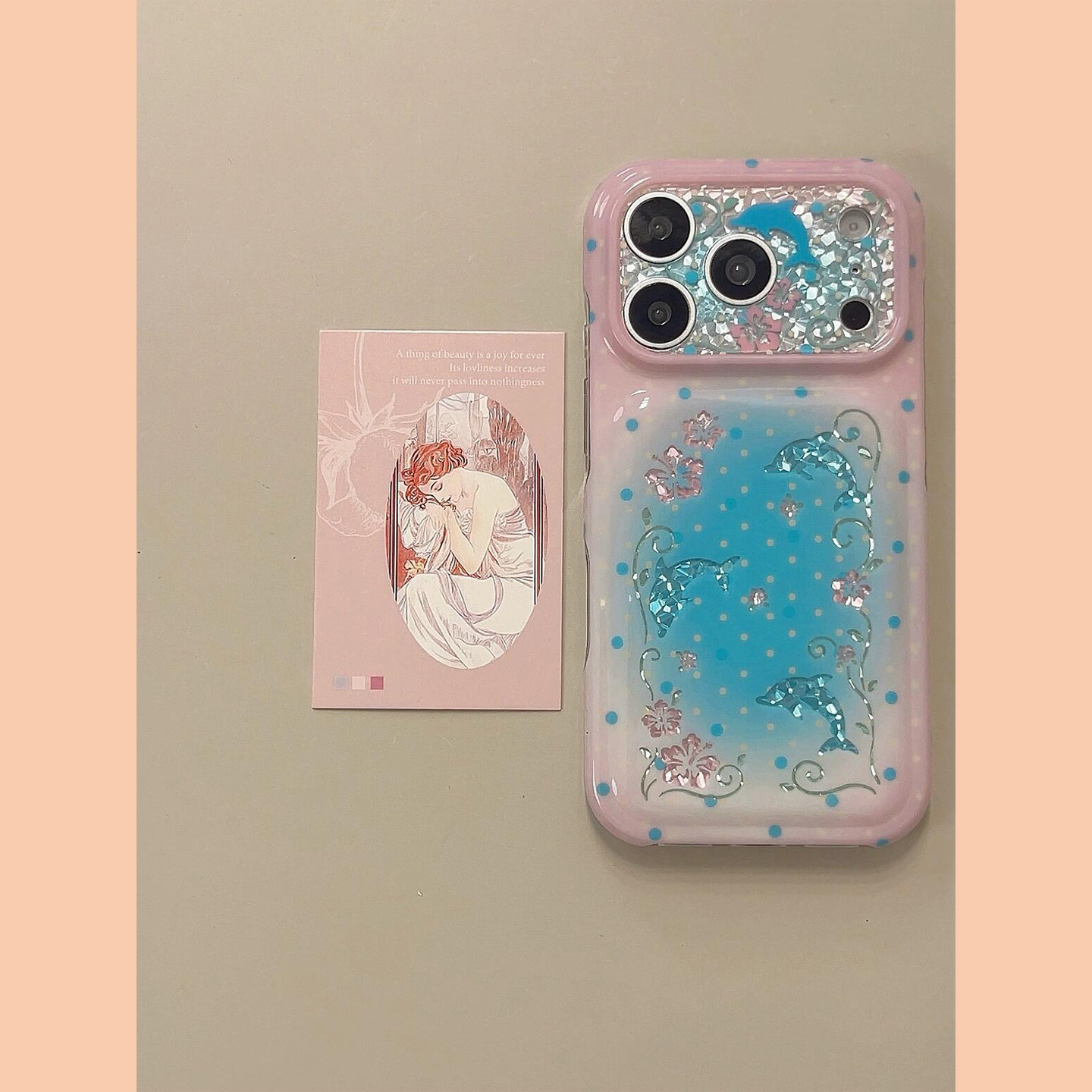 韩系ins钻石纹海豚百合花适用苹果18promax手机壳iPhone18女新款17高级感16韩系15小众18Pro防摔17pro保护套