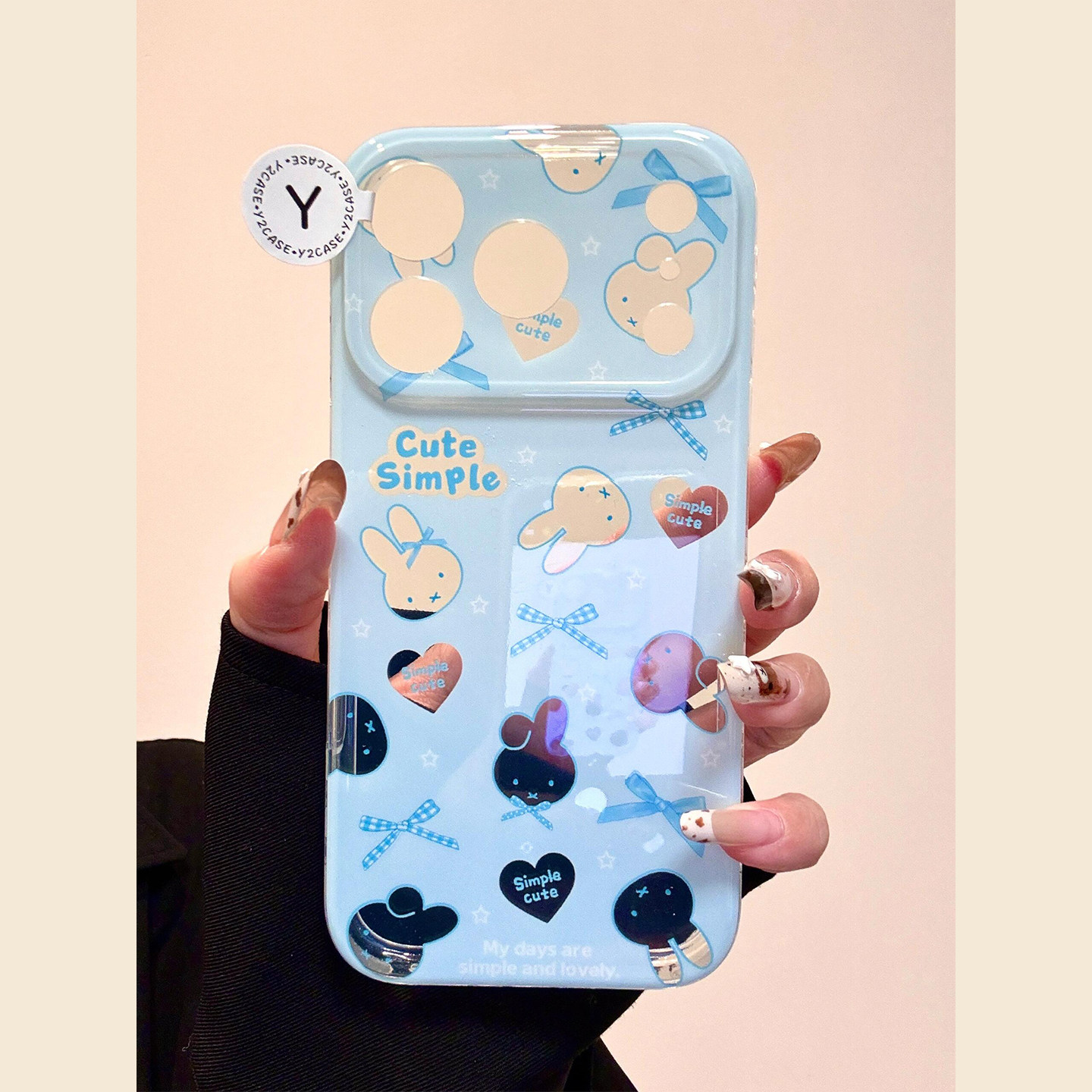 可爱镂空兔子头像蝴蝶结适用苹果17promax手机壳iPhone17女新款16网红卡通15韩系14少女17Pro防摔16pro保护套