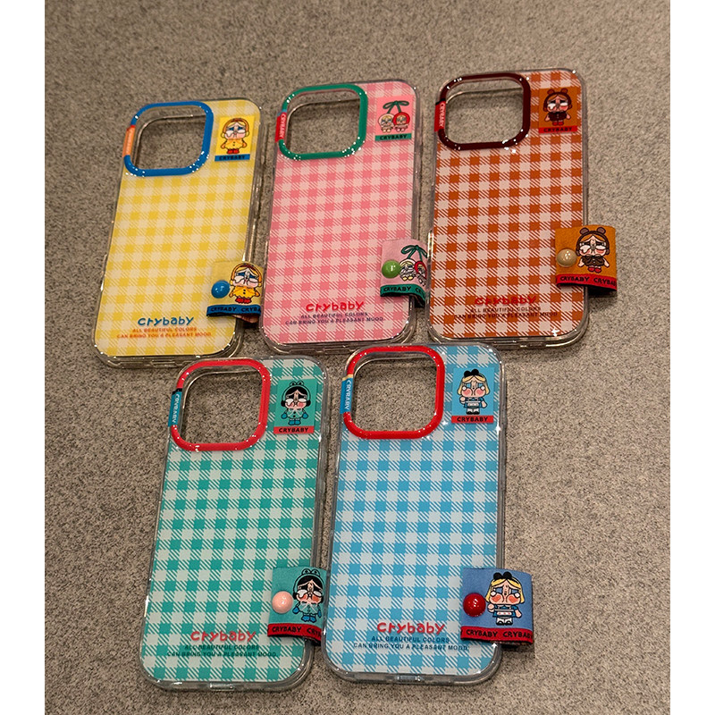 格纹卡通可爱哭娃女孩适用苹果16promax手机壳iPhone15女新款14少女心16日韩13网红创意16Pro防摔15pro保护套,3C数码配件,手机保护套/壳,淘宝优惠券,粉丝福利购,淘宝优惠卷