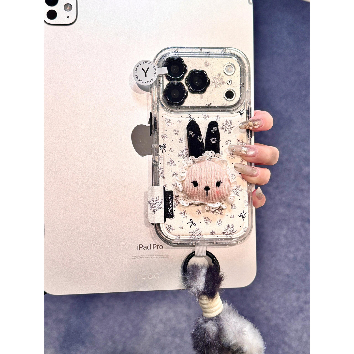 ins风素描花朵兔子毛绒手绳适用苹果17promax手机壳iPhone17女新款16韩系15皮质14个性时尚17Pro防摔保护套13,3C数码配件,手机保护套/壳,淘宝优惠券,粉丝福利购,淘宝优惠卷