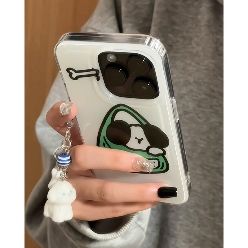 涂鸦网红卡通可爱小狗适用苹果16promax手机壳iPhone1