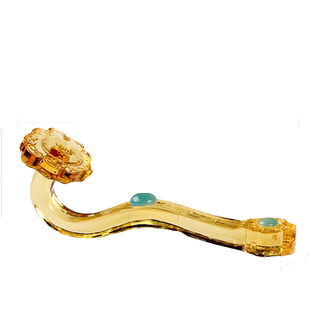 善唯水晶如意摆件黄色金色金如意安葬随葬品祭祀墓地下葬殡葬用品