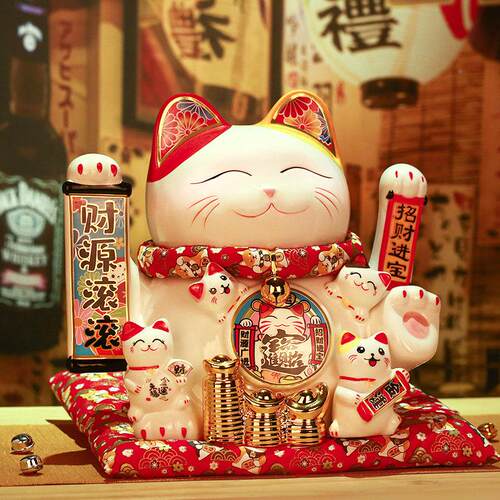 招财件猫摆开 业前台全自居动招手乔迁新客厅UTZ专用新款车汽装饰