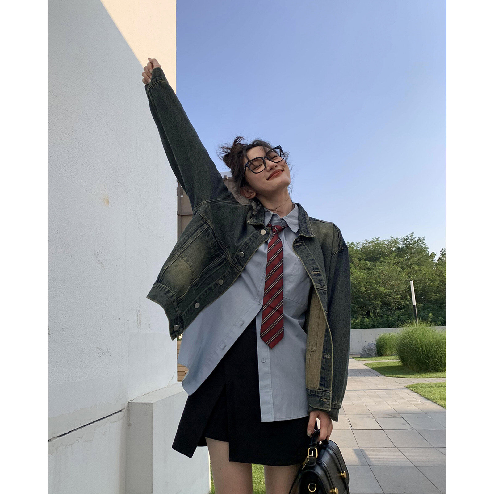 分割开叉半身裙女春2026新款设计感高腰显瘦短款a字裤裙