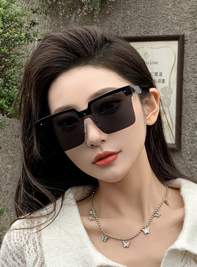 速发202年度款个性半框士太夏高级感太男圆长脸时尚新假遮