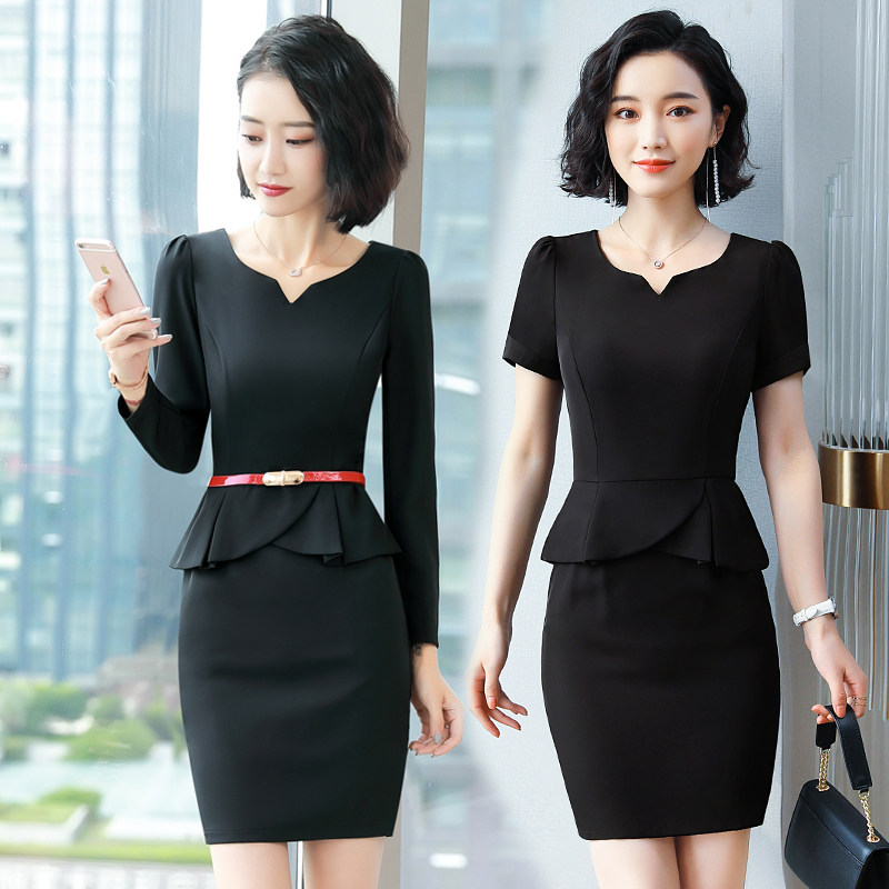 速发春夏臀袖酒班服洋装院珠宝上店前台工作服长裙