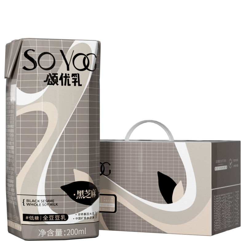 【赵露思代言】颂优乳黑芝麻低糖早餐奶植物蛋白豆奶饮品200ml*10