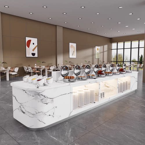 酒店食堂自助餐台大理石台布菲台