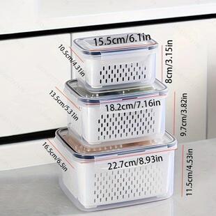 FCM认证TEMU冰箱沥水密封盒带盖冰箱收纳盒蔬菜保鲜盒