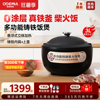 欧德米亚铸铁锅电饭煲迷你家用2-4人5-6无涂层智能预约柴火饭锅3L
