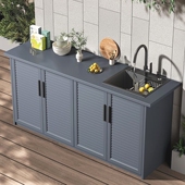 户外铝合金储物柜别墅庭院水槽一体阳台防水防晒洗手盆收纳杂物柜