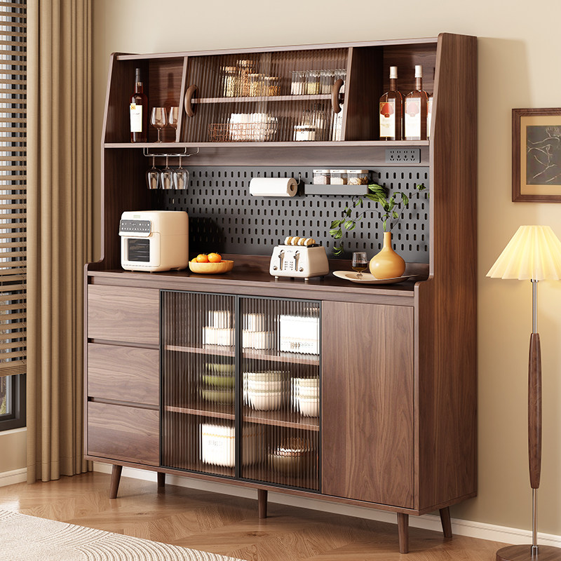 全实木餐柜高款轻奢高级落地茶水柜2025新款洞洞板收纳储物整体橱,住宅家具,餐边柜,淘宝优惠券,粉丝福利购,淘宝优惠卷
