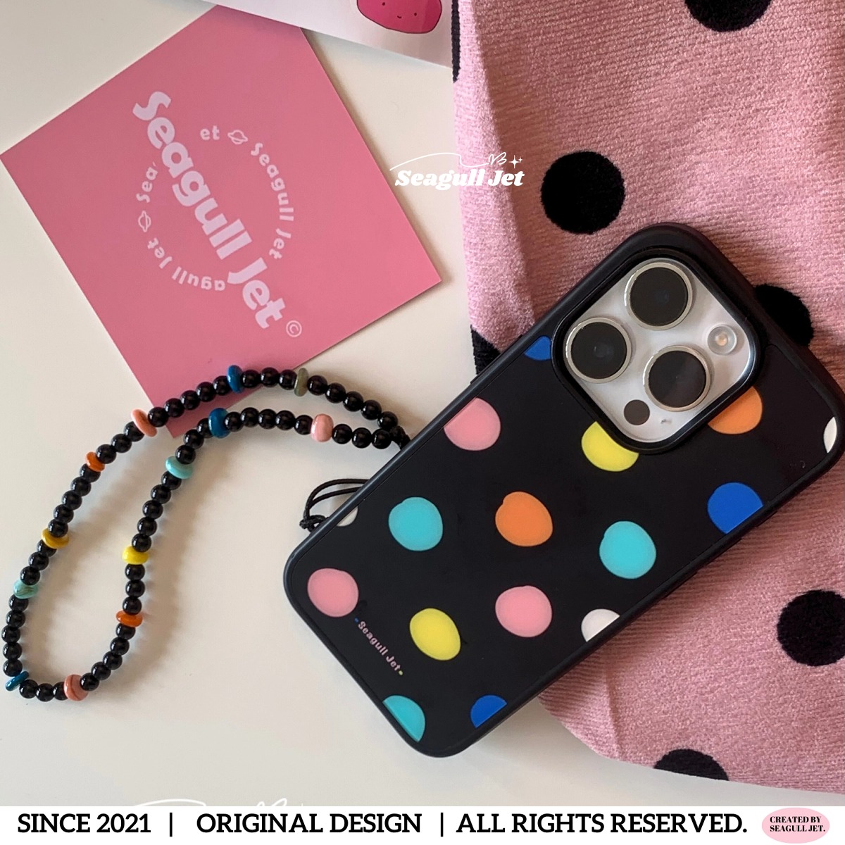 海鸥星球iphone黑边波点手机壳