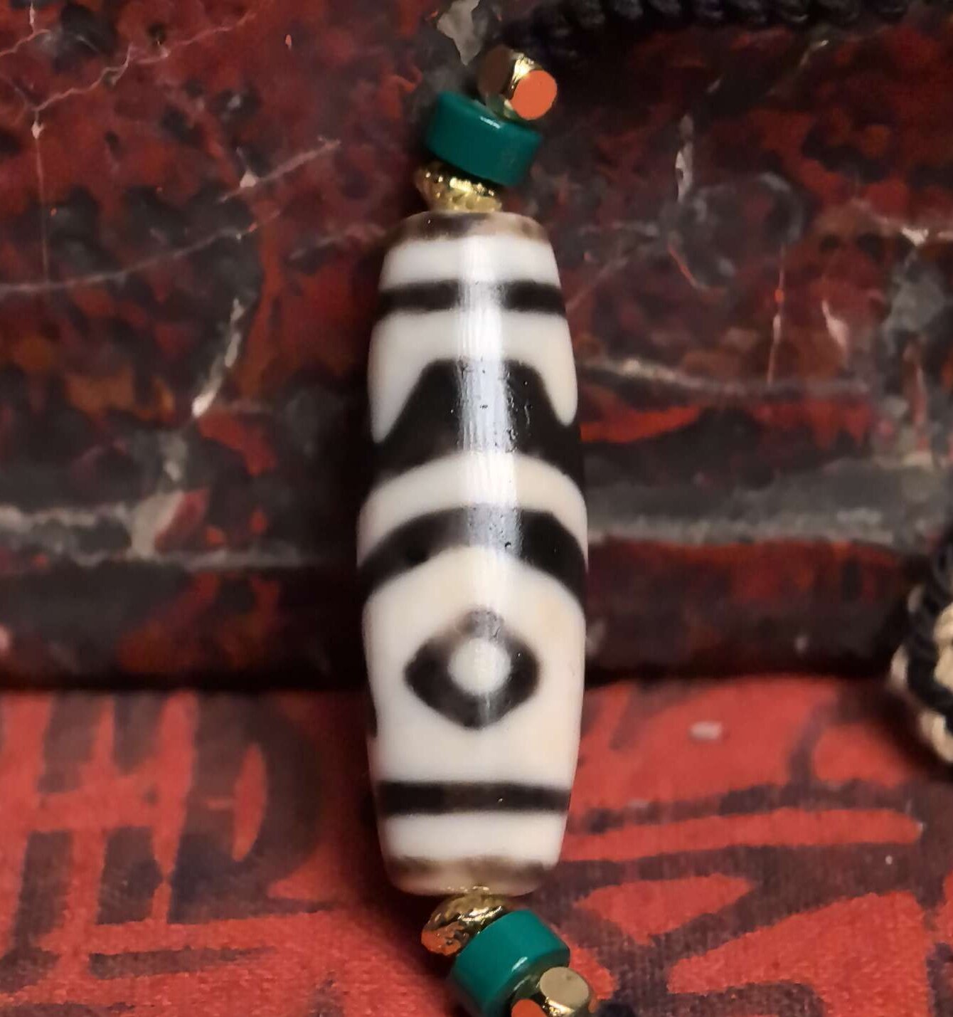 藏地修持【玉化黑白双鱼天珠项链】堪比千年品相 一图一物