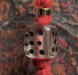 藏地修持【料器骰子侧挂佛珠法器】藏民老佛珠上拆下来的颂念之物