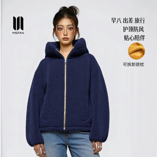 保暖外套冬季 连帽拉链开衫 加厚夹克男 FAN秋冬居家服女加厚款