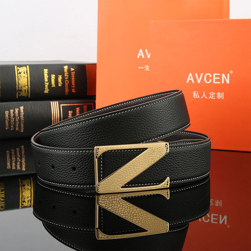 AVCEN正品腰带真皮男款时尚百搭皮带商务裤腰带Z字板扣皮带牛皮