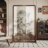 云纹雕花新中式 茶室屏风现代玄关隔断客厅实木卧室透光办公移动