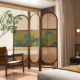 移动屏风隔断可折叠中古藤编法式 复古客厅进门遮挡沙发背景墙家用