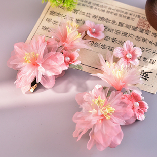 古风汉服头饰绢花发夹超仙甜美可爱少女头饰日常拍照手工制作配饰