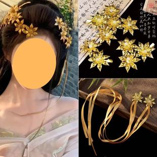 鸿门宴虞姬头饰同款金色皮绳战国头饰旅拍汉服妆造陈都灵同款发饰