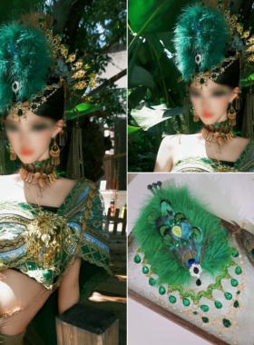 孔雀公主羽毛古风饰品汉服妆造