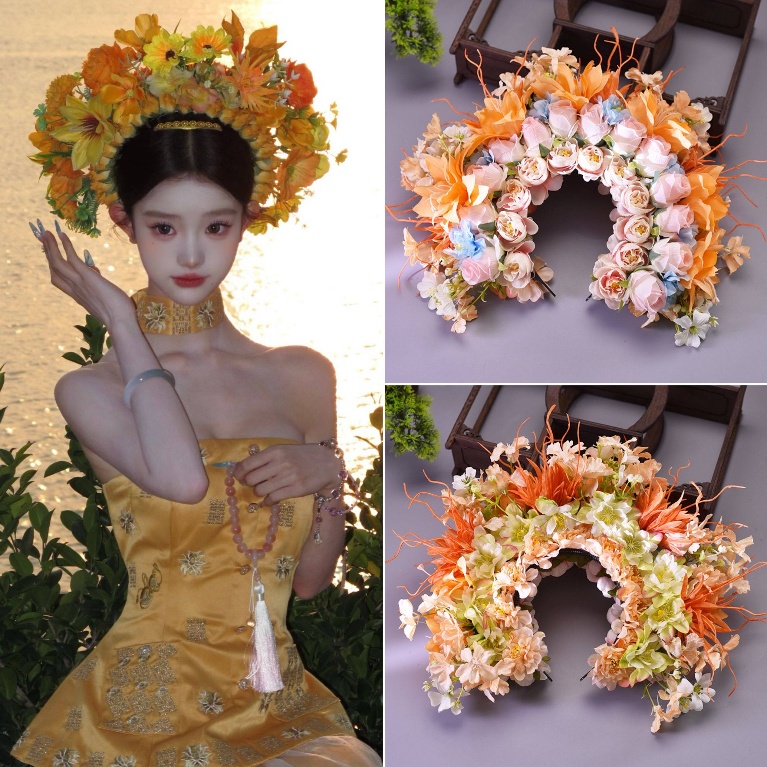 泉州簪花围杏色同款浔浦女仙气簪花头饰簪花款民族风发饰仿真花朵,饰品/流行首饰/时尚饰品新,发饰,淘宝优惠券,粉丝福利购,淘宝优惠卷