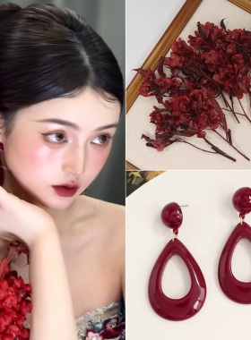 新中式新娘红色头花汉服结婚发饰