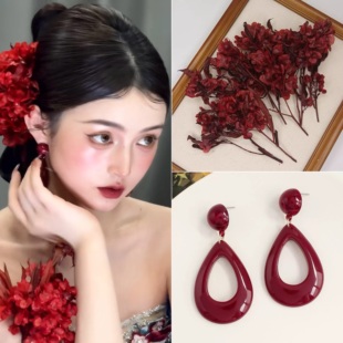 新中式新娘红色头花套装头饰订婚汉服结婚礼服敬酒服晨袍旗袍发饰
