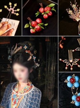 仕女装原创汉服头饰凤凰珍珠全套