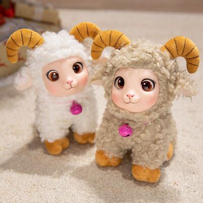 2027新款羊年吉祥物可爱毛绒搪胶玩具仿真羊玩偶小挂件生肖羊公仔