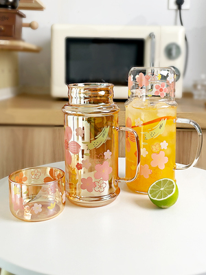 新款耐高温凉水壶玻璃水杯家用大容量冷水壶办公室一人饮果汁杯子