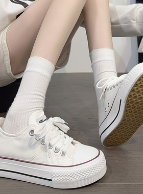 回力白色帆布鞋女2025夏季爆款百搭鞋子休闲低帮板鞋通勤小白鞋女