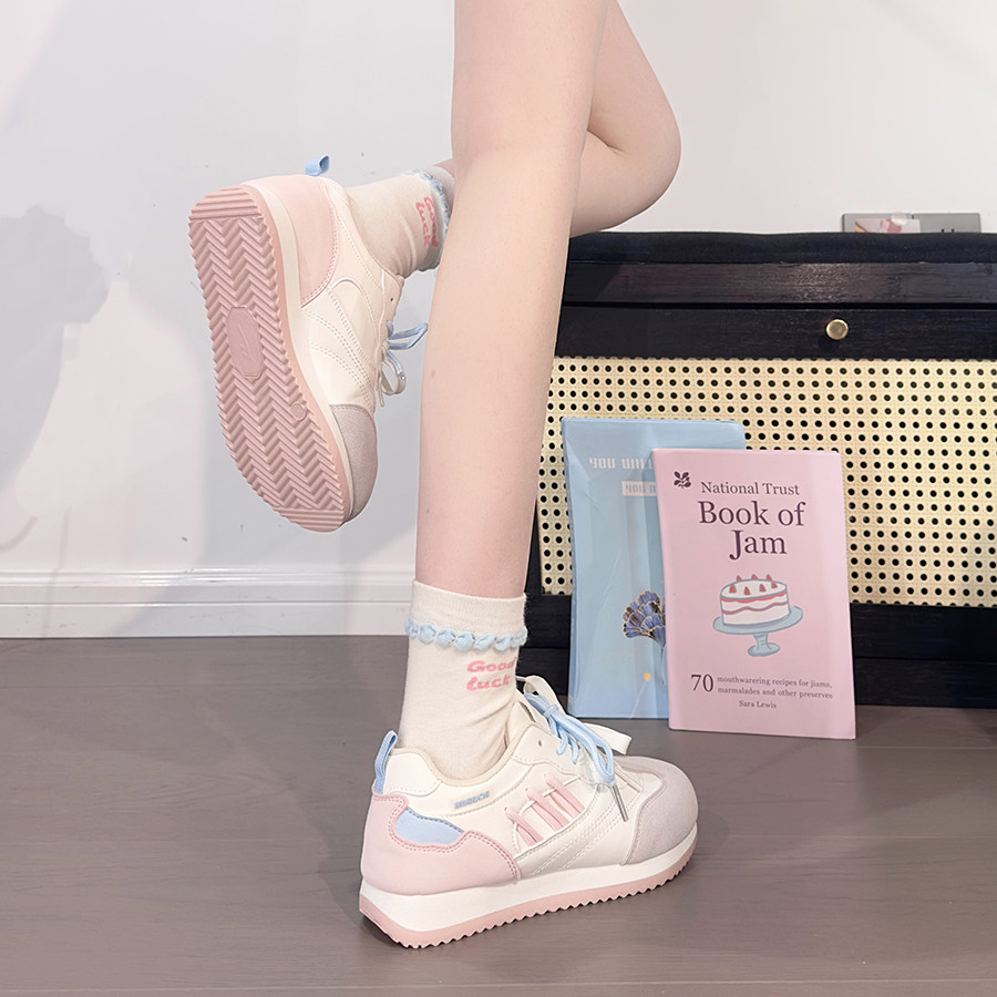 回力粉苹果厚底老爹鞋女2026爆款百搭复古运动鞋子甜妹轻便休闲鞋