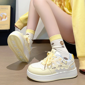 休闲鞋 回力黄色卡通小白鞋 板鞋 厚底时尚 女2026爆款 百搭多巴胺韩版