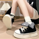 格子休闲鞋 回力厚底高帮女鞋 黑白百搭增高板鞋 2026新款 帆布鞋 女款