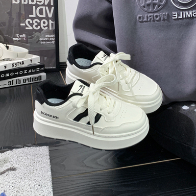 回力简约厚底增高小白鞋女