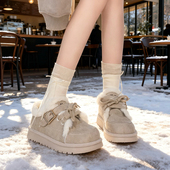 回力雪地靴女冬季 女厚底圆头短筒女毛毛鞋 新款 加绒加厚保暖大棉鞋
