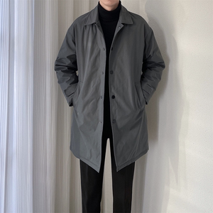 冬季男中长款风衣式羽绒服白鸭绒