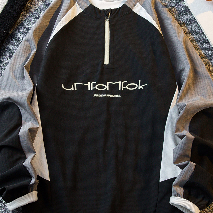 户外机能半拉链撞色卫衣男